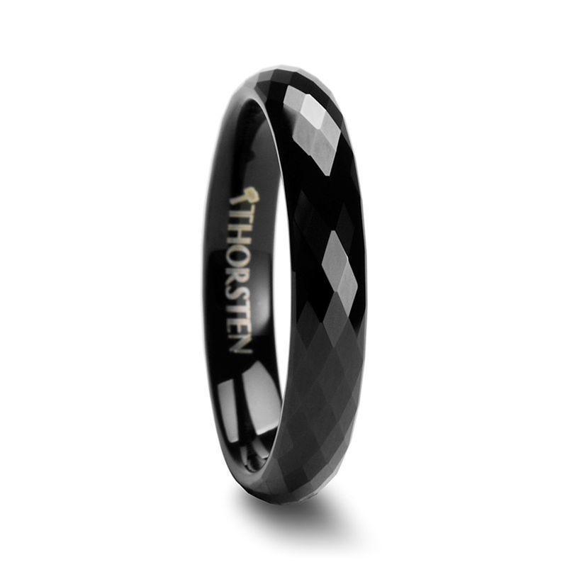 AEON Black Tungsten Wedding Band with 288 Diamond Facets - 2mm - 8mm