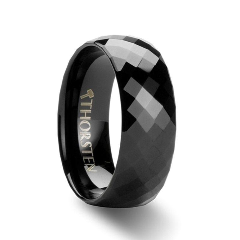 AURORA 288 Diamond Faceted Black Tungsten Band - 4mm - 6mm