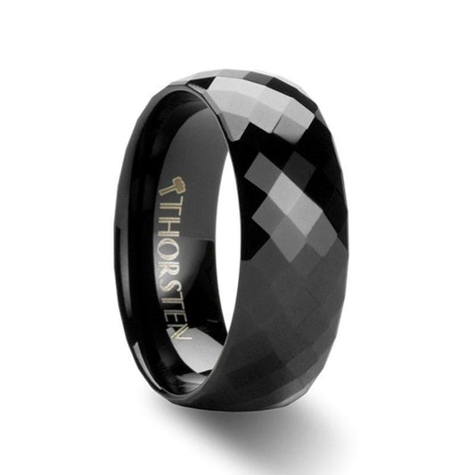 AEON Black Tungsten Wedding Band with 288 Diamond Facets - 2mm - 8mm