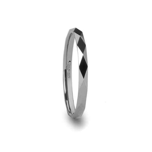 ATLANTIS Diamond Faceted Womens Tungsten Ring - 2mm