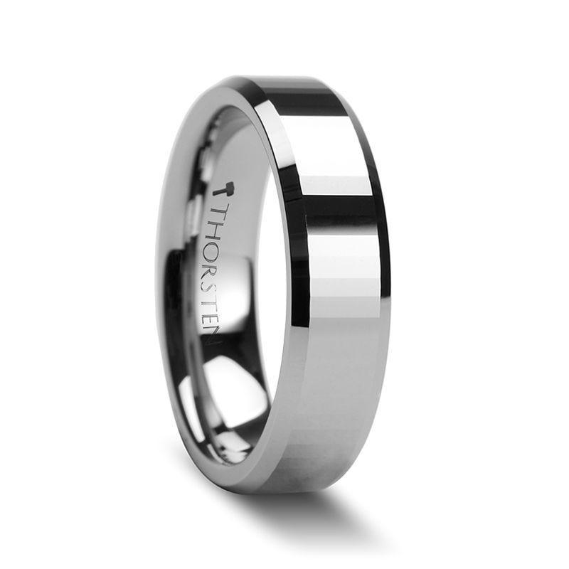 TURIN Tungsten Ring with Beveled Edge and Rectangular Facets - 4mm - 8mm