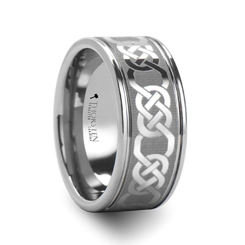 PALATINE Laser Engraved Tungsten Ring with Celtic Pattern - 6mm - 10mm