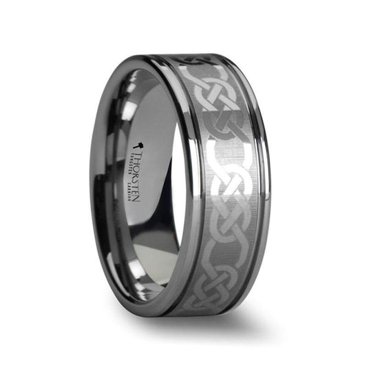 PALATINE Laser Engraved Tungsten Ring with Celtic Pattern - 6mm - 10mm