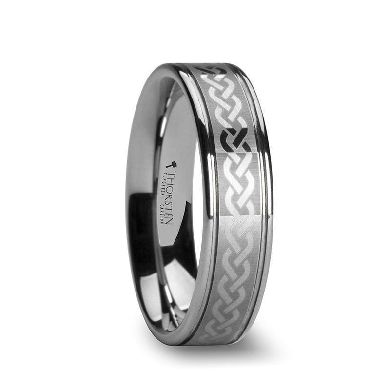 PALLAS Laser Engraved Tungsten Ring with Celtic Knot - 6mm - 10mm