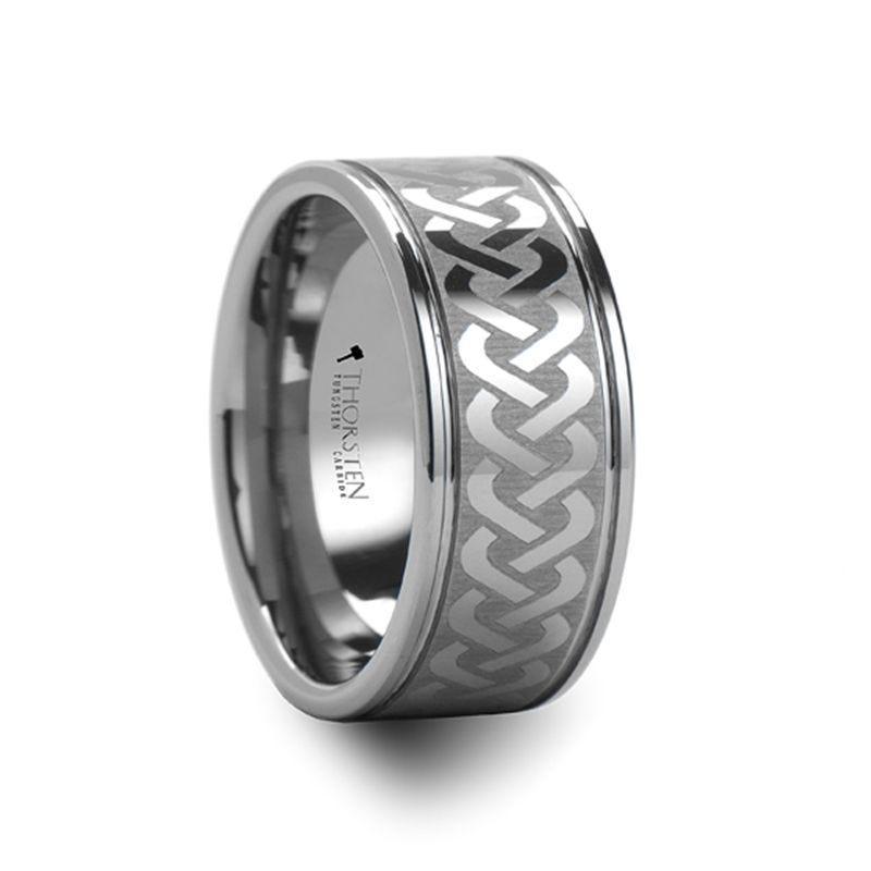 PALLAS Laser Engraved Tungsten Ring with Celtic Knot - 6mm - 10mm