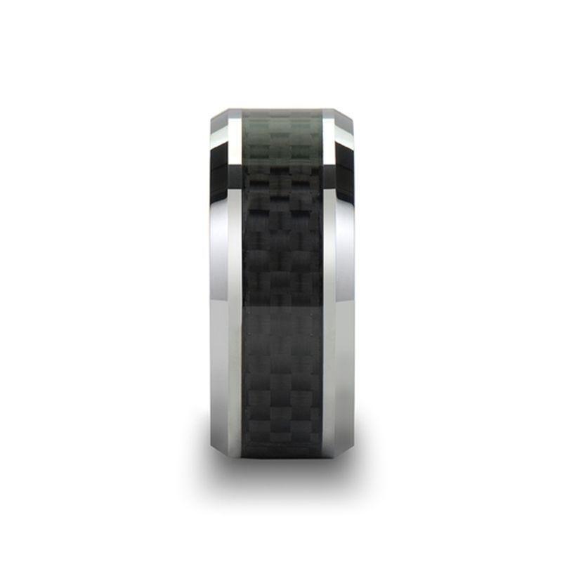 INDIANAPOLIS Black Carbon Fiber Inlay Tungsten Carbide Ring - 10mm