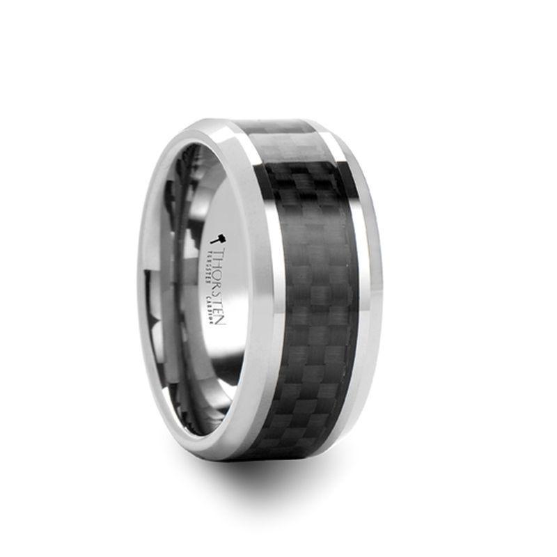 INDIANAPOLIS Black Carbon Fiber Inlay Tungsten Carbide Ring - 10mm