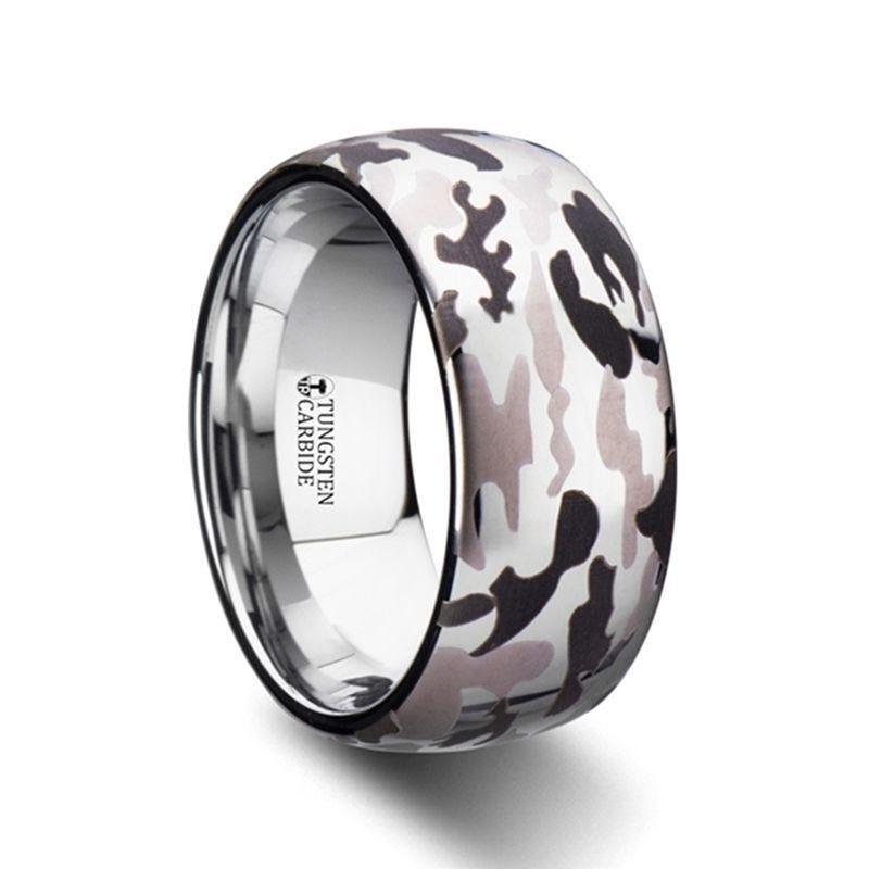 BATTALION Domed Tungsten Carbide Ring with Laser Engraved Camo Pattern - 6mm - 10mm