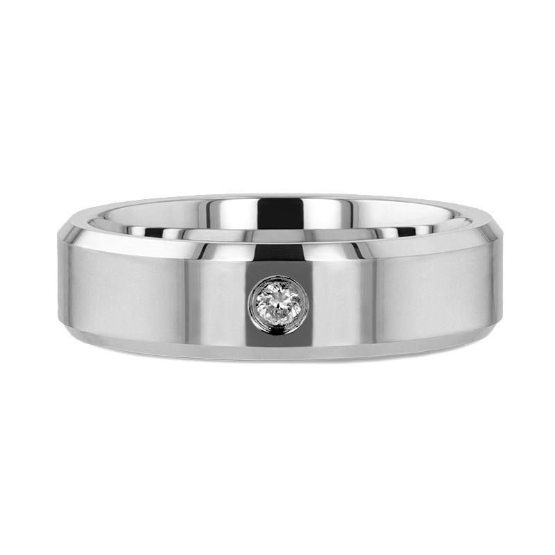 WATERFORD Beveled Diamond Tungsten Wedding Band - 6mm & 8mm