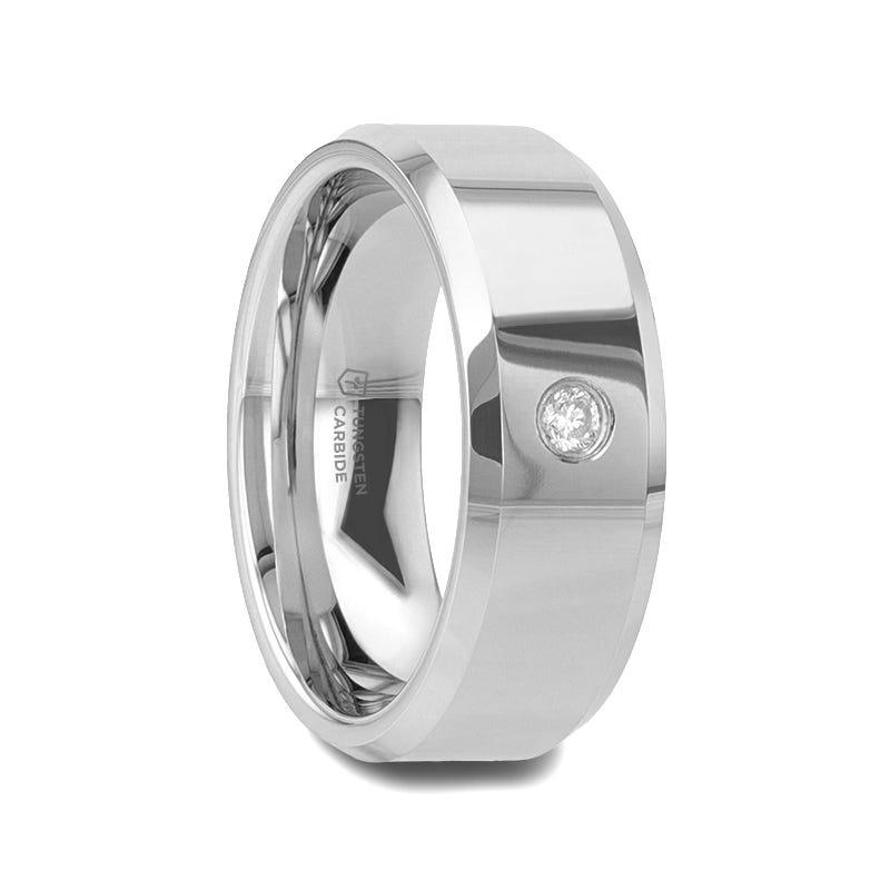 WATERFORD Beveled Diamond Tungsten Wedding Band - 6mm & 8mm