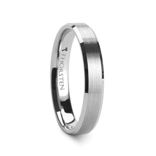 SYLVIA Beveled Edge Tungsten Wedding Band with Brushed Center - 4mm - 6mm