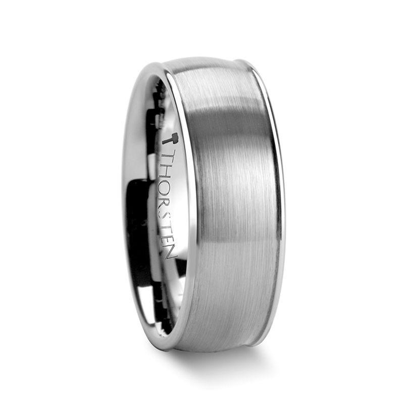 SHEFFORD Rounded Tungsten Carbide Ring with Brushed Center - 6mm & 8mm