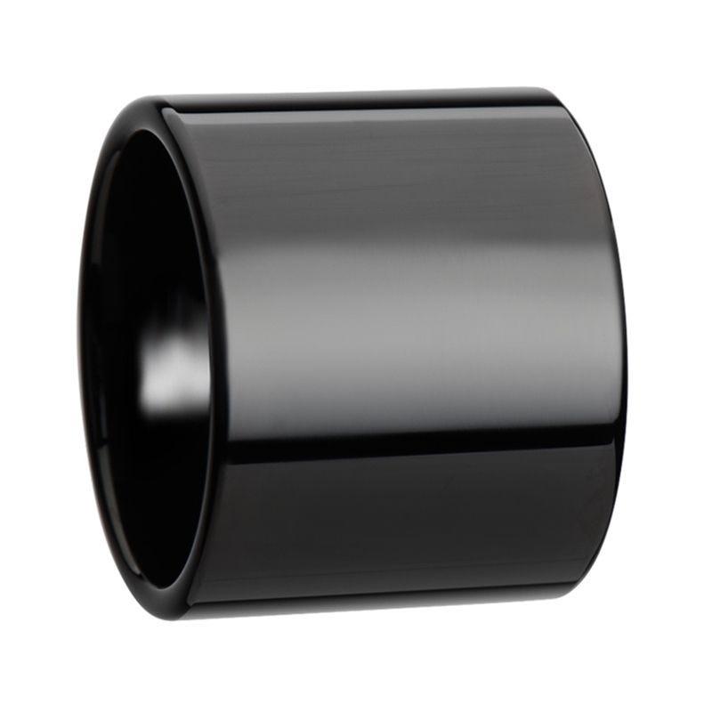 AXWELL Black Flat Pipe Cut Tungsten Carbide Ring with Polished Finish - 20mm