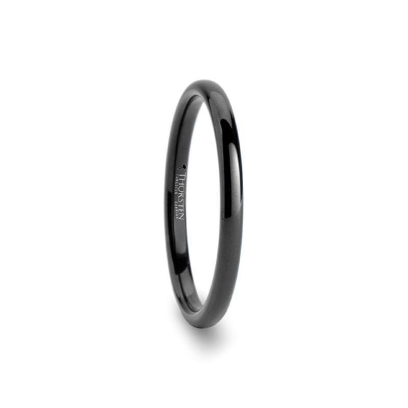 TULSA Domed Black Tungsten Carbide Wedding Band for Women - 2mm