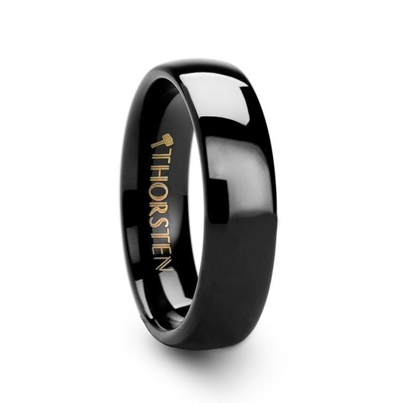 RAVEN Domed Black Tungsten Wedding Band - 2mm - 12mm