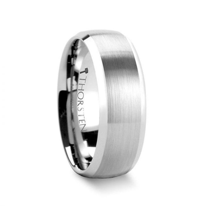 POLARIS Domed Brushed Finish Tungsten Ring with Polished Bevels - 6mm or 8mm