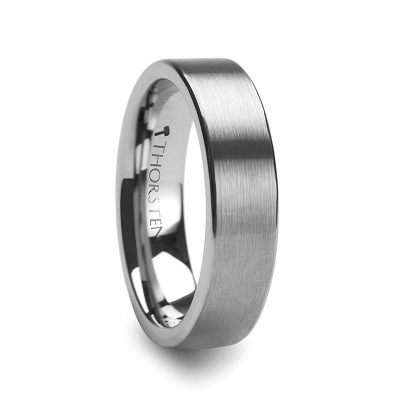 MERCURY Flat Brushed Finish Tungsten Wedding Ring - 2mm - 12mm