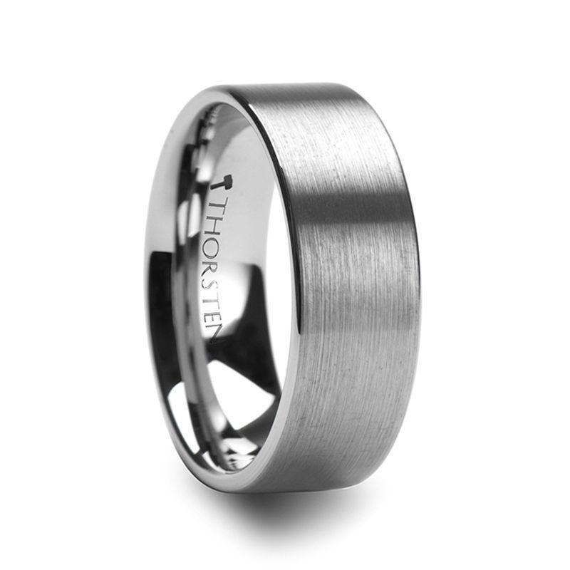 TILLY Flat Style Womens Tungsten Carbide Ring with Brushed Finish - 2mm