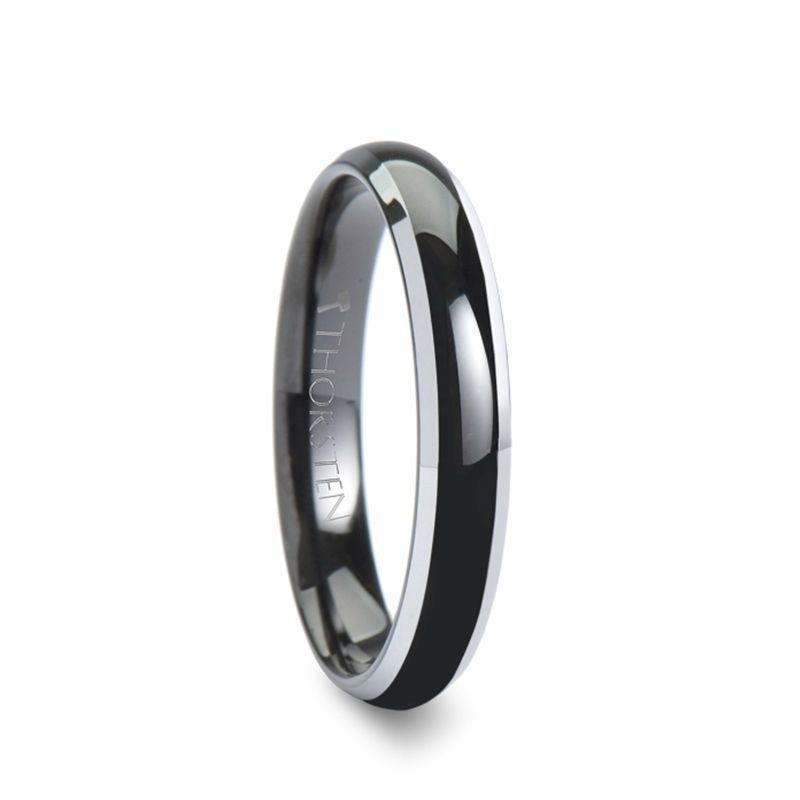 MASERATI Black Tungsten Ring with Polished Domed Beveled Edges - 4mm - 10mm