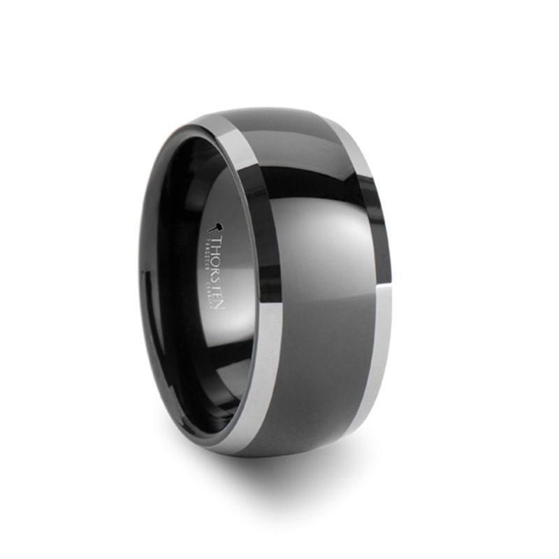 MASERATI Black Tungsten Ring with Polished Domed Beveled Edges - 4mm - 10mm