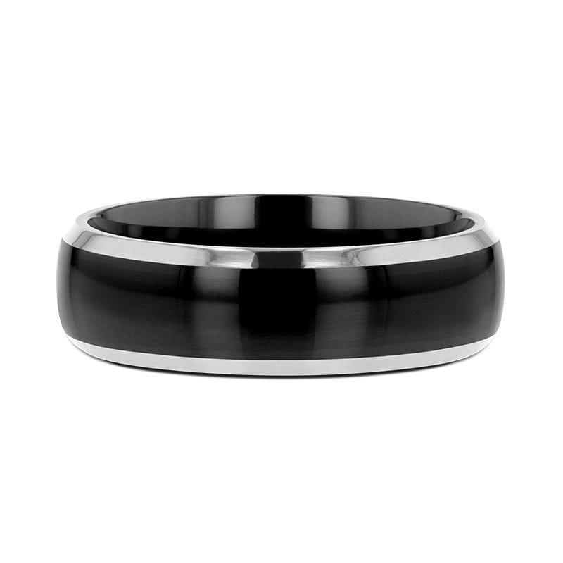 MASERATI Black Tungsten Ring with Polished Domed Beveled Edges - 4mm - 10mm