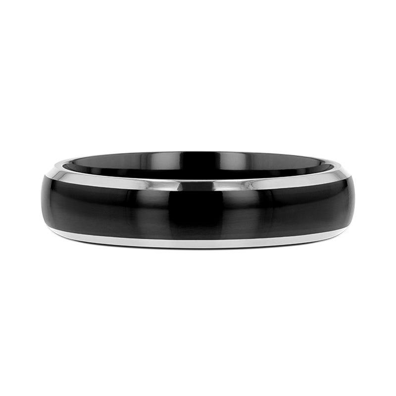 MASERATI Black Tungsten Ring with Polished Domed Beveled Edges - 4mm - 10mm