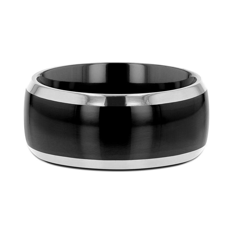 MASERATI Black Tungsten Ring with Polished Domed Beveled Edges - 4mm - 10mm