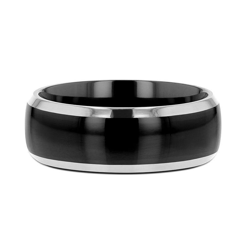 MASERATI Black Tungsten Ring with Polished Domed Beveled Edges - 4mm - 10mm