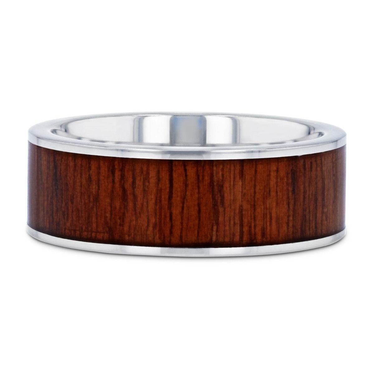 BOKKEN Flat Tungsten Wedding Band with Black Walnut Wood Inlay & Polished Edges - 6mm - 10mm