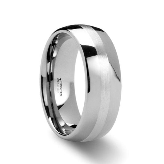 ALTHALOS Palladium Inlaid Domed Tungsten Ring- 6mm & 8mm