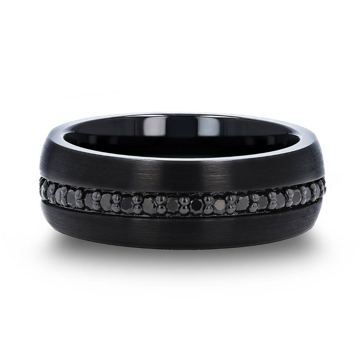 VALIANT Black Tungsten Ring with Black Sapphires - 8mm