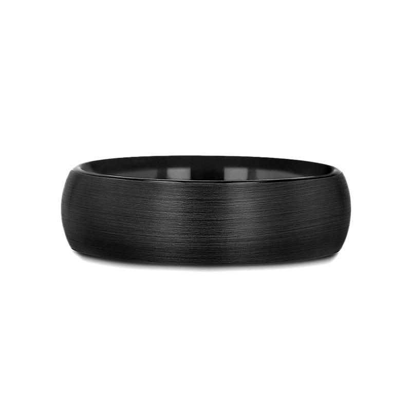 RAIDER Domed Brush Finished Black Tungsten Wedding Band - 2mm - 12mm