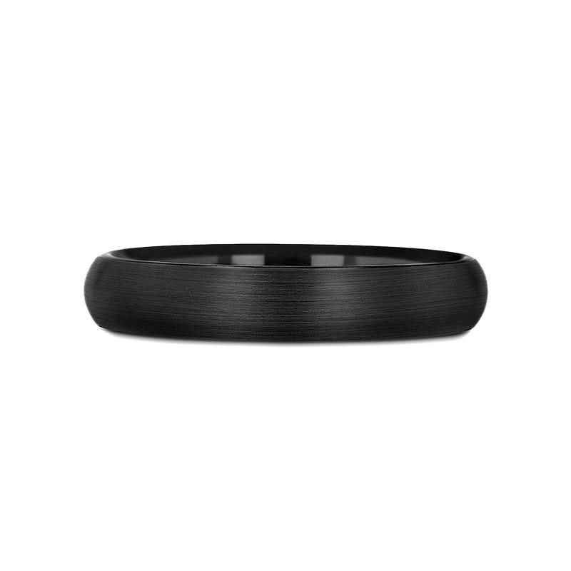 RAIDER Domed Brush Finished Black Tungsten Wedding Band - 2mm - 12mm