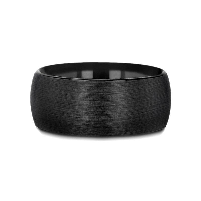 RAIDER Domed Brush Finished Black Tungsten Wedding Band - 2mm - 12mm