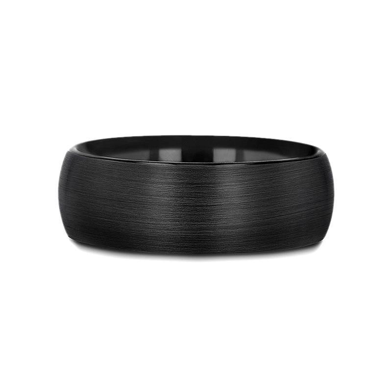 RAIDER Domed Brush Finished Black Tungsten Wedding Band - 2mm - 12mm