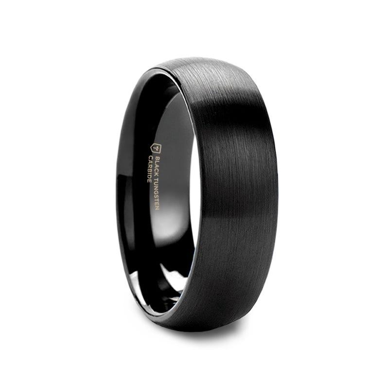 RAIDER Domed Brush Finished Black Tungsten Wedding Band - 2mm - 12mm