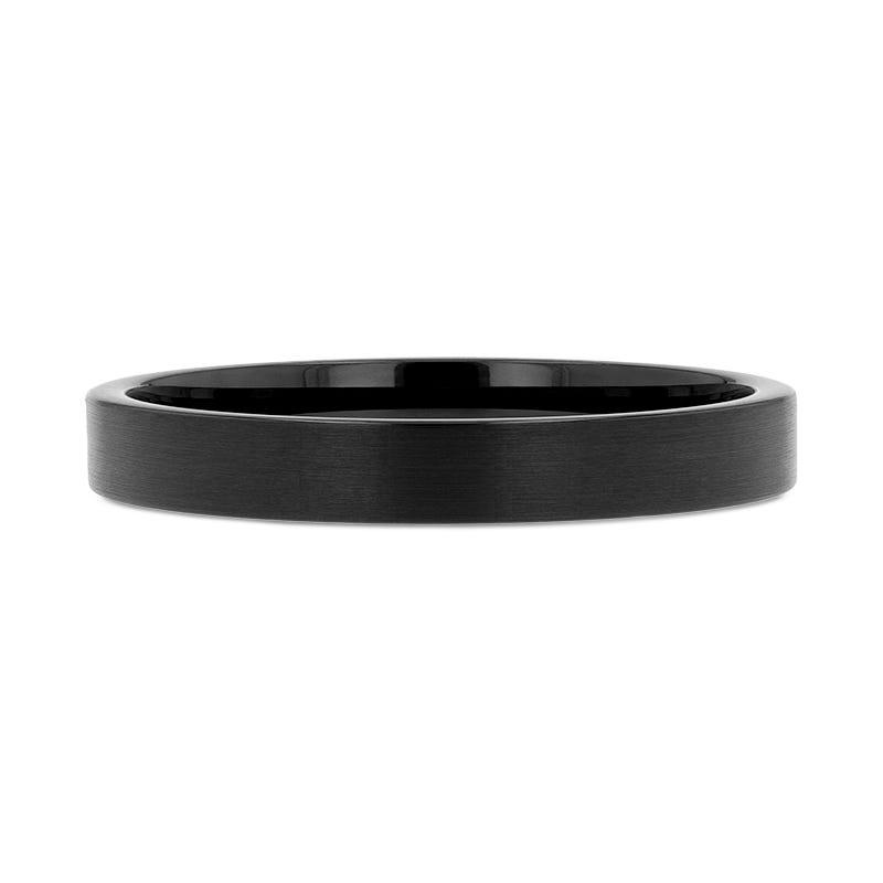 SAN ANTONIO Flat Black Tungsten Carbide Band with Brushed Finish - 4mm - 12mm