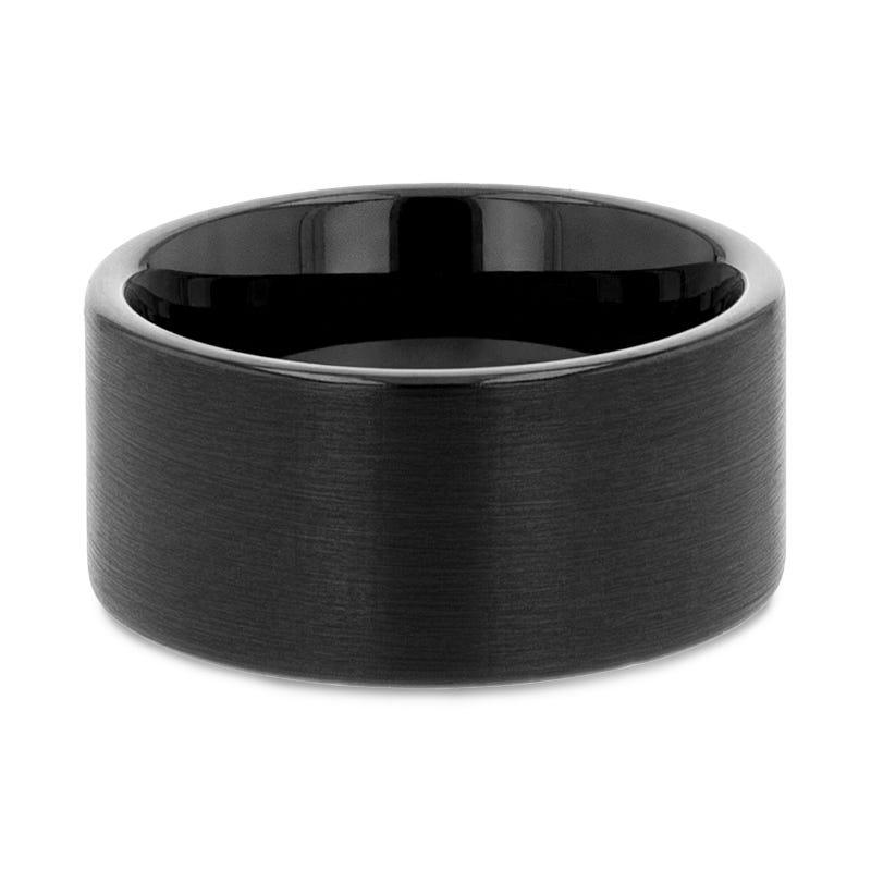 SAN ANTONIO Flat Black Tungsten Carbide Band with Brushed Finish - 4mm - 12mm