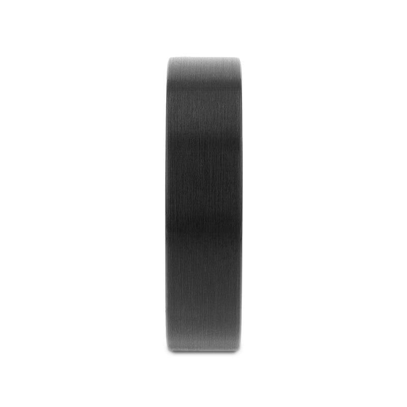 SAN ANTONIO Flat Black Tungsten Carbide Band with Brushed Finish - 4mm - 12mm