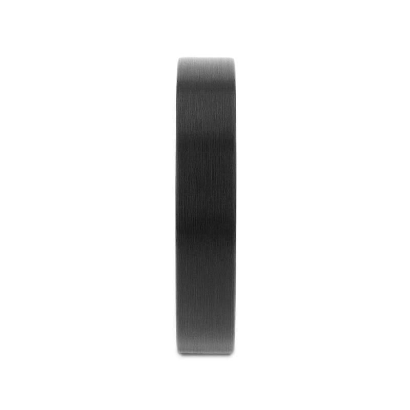 SAN ANTONIO Flat Black Tungsten Carbide Band with Brushed Finish - 4mm - 12mm