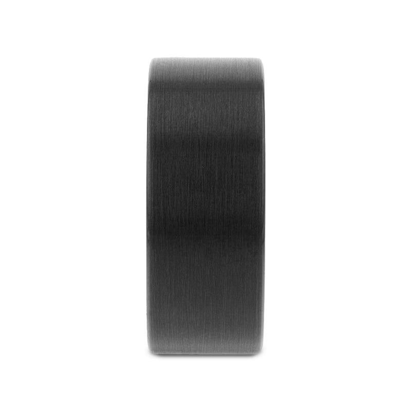 SAN ANTONIO Flat Black Tungsten Carbide Band with Brushed Finish - 4mm - 12mm