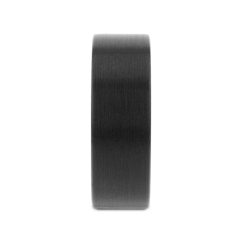 SAN ANTONIO Flat Black Tungsten Carbide Band with Brushed Finish - 4mm - 12mm