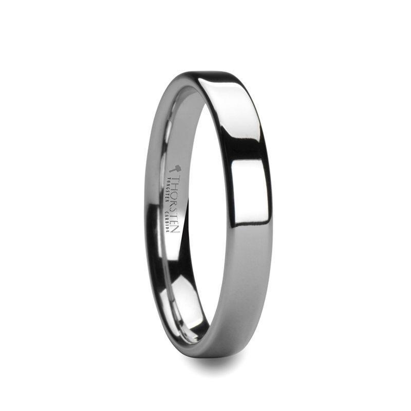 STOCKTON Flat Style White Tungsten Ring - 2mm - 12mm