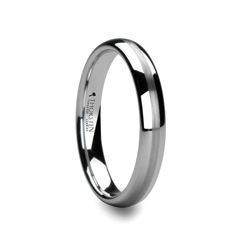 HENDERSON Domed White Tungsten Ring with Satin Stripe - 4mm - 10mm