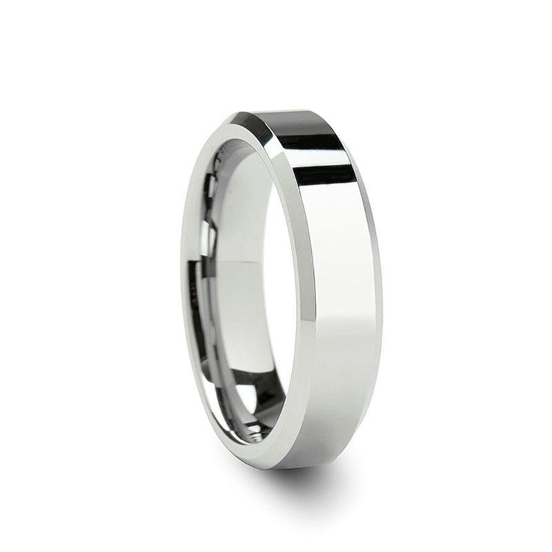 ROMA Womens Beveled Tungsten Carbide Wedding Ring - 4mm & 6mm