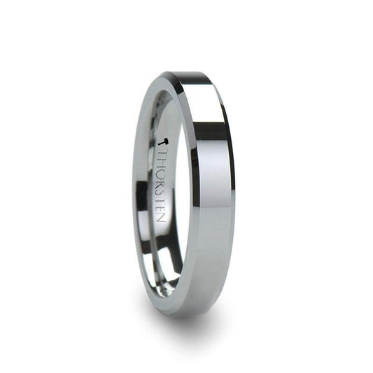 ROMA Womens Beveled Tungsten Carbide Wedding Ring - 4mm & 6mm