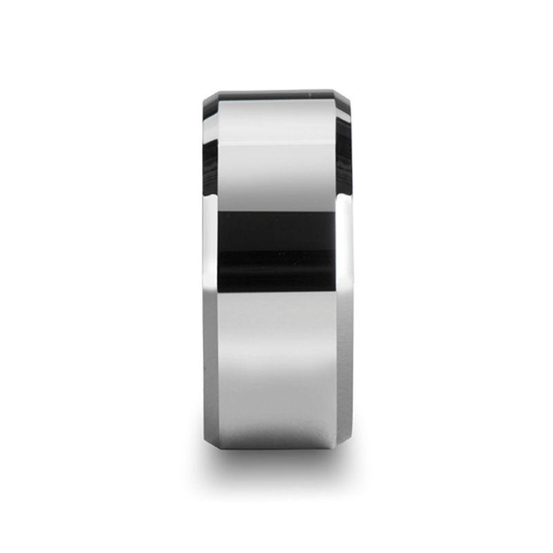 AKRON Tungsten Carbide Ring with Beveled Edges - 10mm