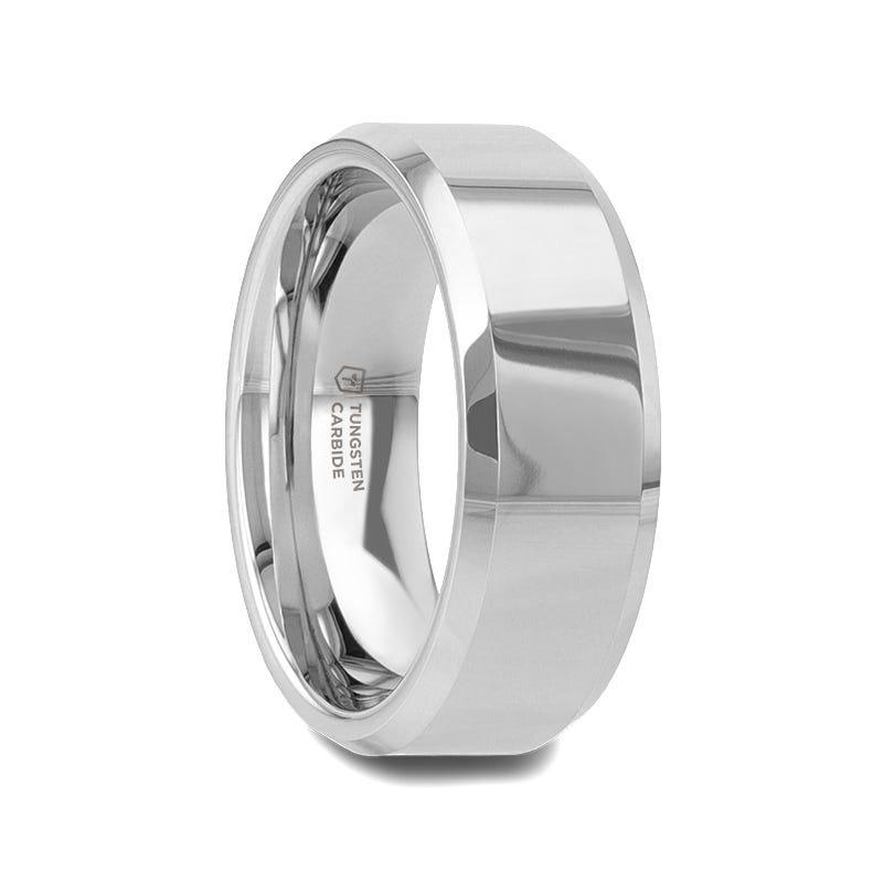 PITTSBURGH Tungsten Carbide Wedding Band with Beveled Edges - 12mm