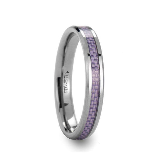 IRIS Beveled Tungsten Wedding Band With Purple Carbon Fiber Inlay - 4mm & 6mm