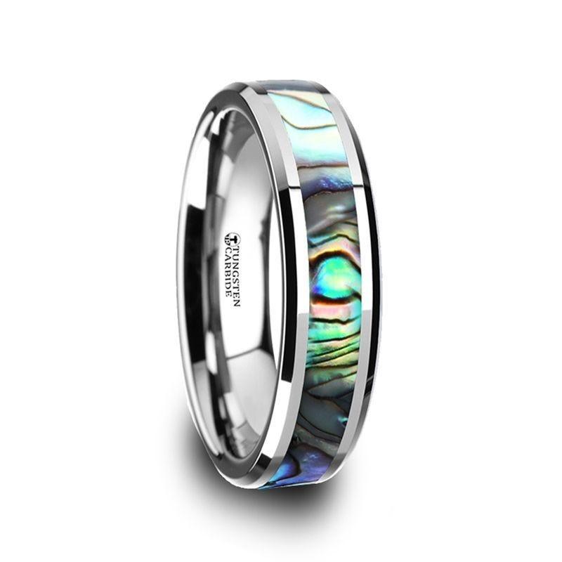 MAUI Tungsten Wedding Band with Mother of Pearl Inlay - 4mm - 10mm